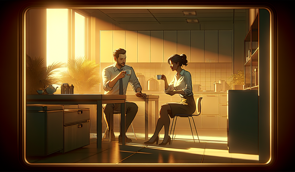 Begegnung im Pausenraum – Illustration