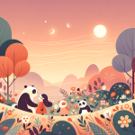 Der Wind erzählt den Blumen vom Tag – Illustration