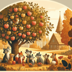 Ein verlassener Tisch. Eine neue Liebe. Die Freunde vom Apfelbaum – Illustration