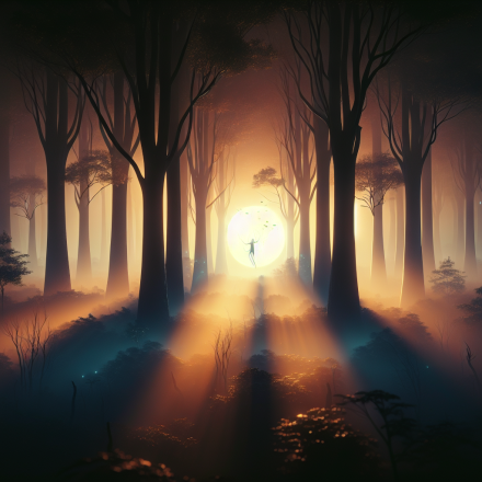 Ein Wanderer folgt einem geheimnisvollen Licht – Illustration