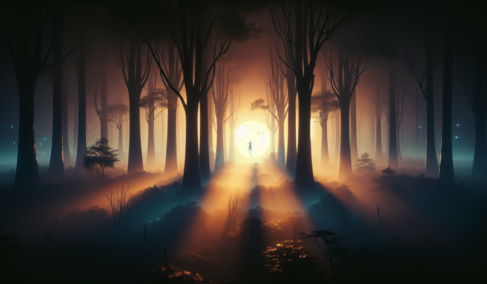 Ein Wanderer folgt einem geheimnisvollen Licht – Illustration