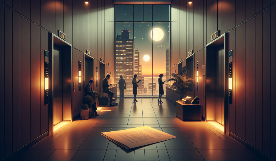 Ein Zettel im Aufzug – Illustration