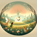 Ella entdeckt das Glitzern im Wasser Fee Lyra und der goldene Apfel des Glücks – Illustration