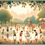 Leo sucht den Ball im Regen – Illustration