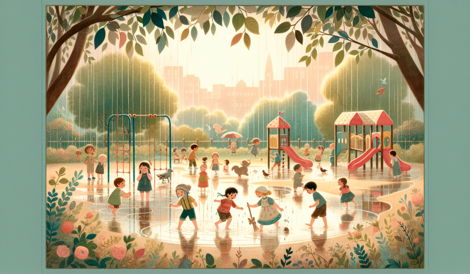 Leo sucht den Ball im Regen – Illustration