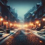 Liebe in der alten Stadtstraße – Illustration