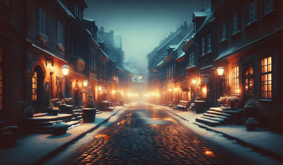 Liebe in der alten Stadtstraße – Illustration