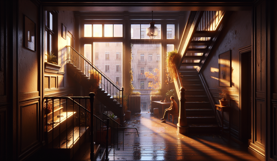 Auszeit im Treppenhaus – Illustration