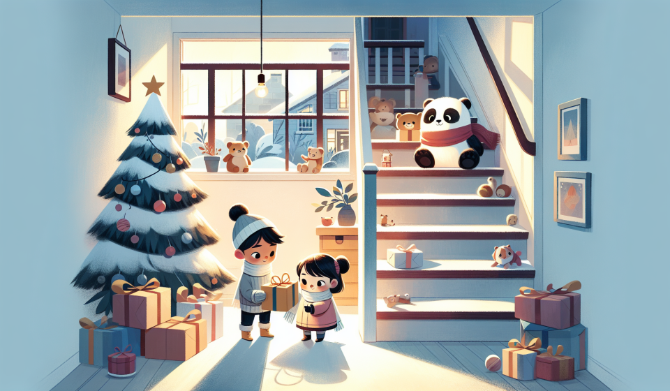 Das geheime Geschenk im Treppenhaus – Illustration