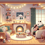 Der leise Tee im Winterzimmer – Illustration