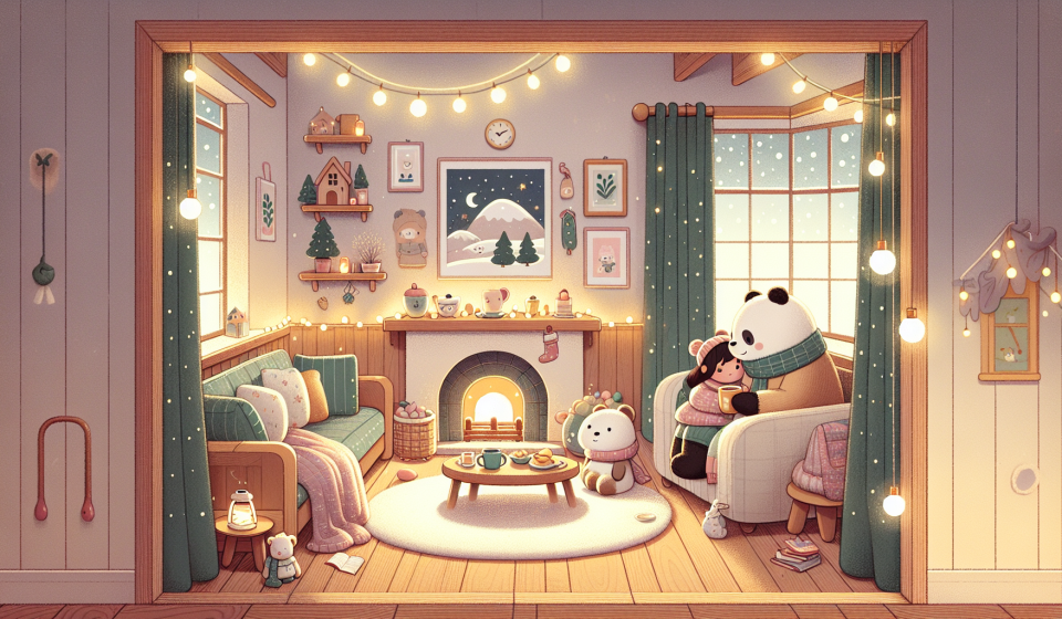 Der leise Tee im Winterzimmer – Illustration