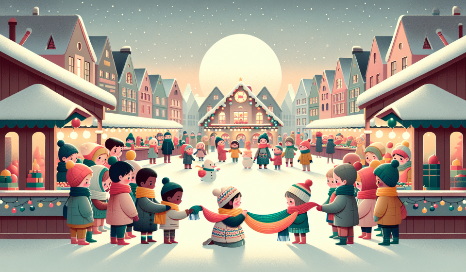 Der verlorene Schal auf dem Marktplatz – Illustration