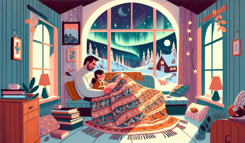 Die Kuscheldecke aus Nordlicht – Illustration