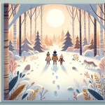 Die Silberfeder des Winterschimmers Die Spur im Schneewald – Illustration