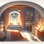 Die Winterkatze am Fußende – Illustration