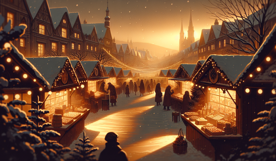 Feierabend auf dem Weihnachtsmarkt – Illustration