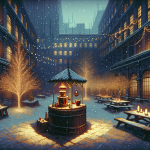 Glühwein im Innenhof – Illustration