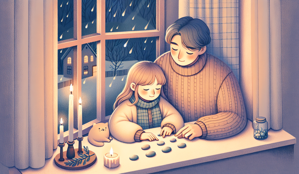 Kiesel zählen am Fenster – Illustration