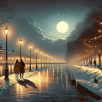 Küsse am Fluss im Dezember – Illustration