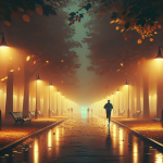 Laufrunden im Regen – Illustration