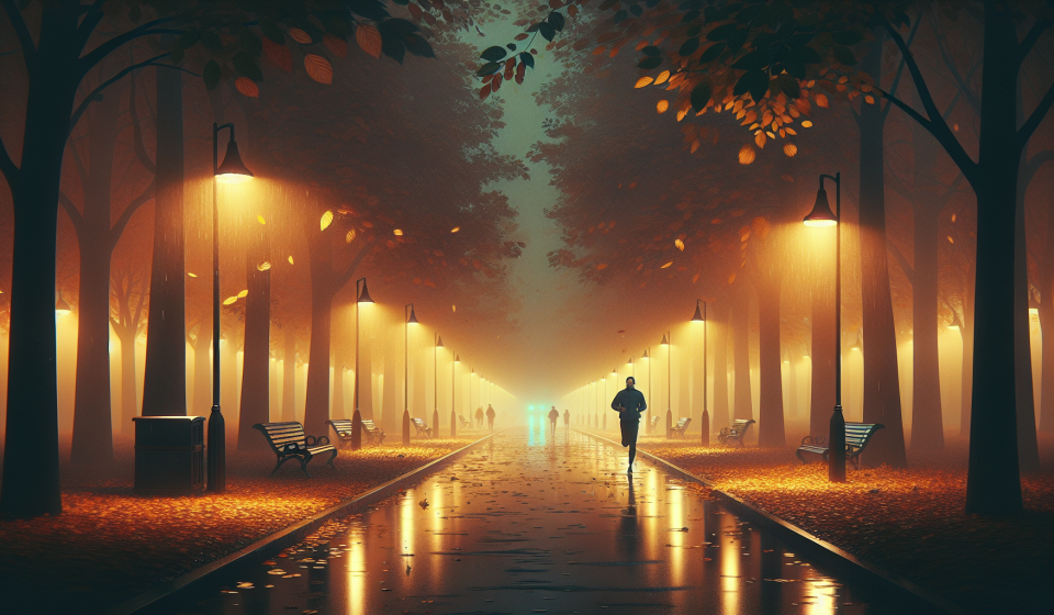 Laufrunden im Regen – Illustration