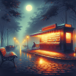 Mond über dem Kiosk – Illustration