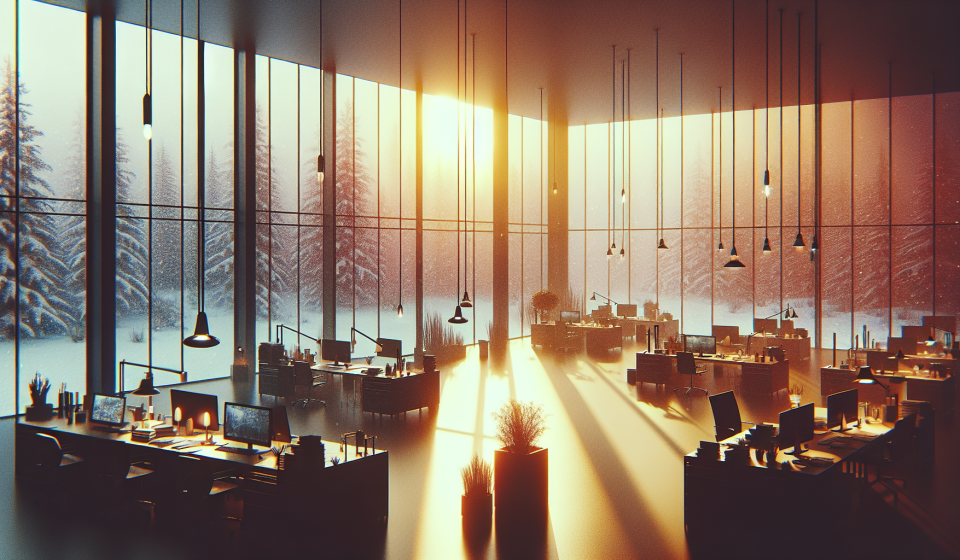 Schnee über den Schreibtischen – Illustration