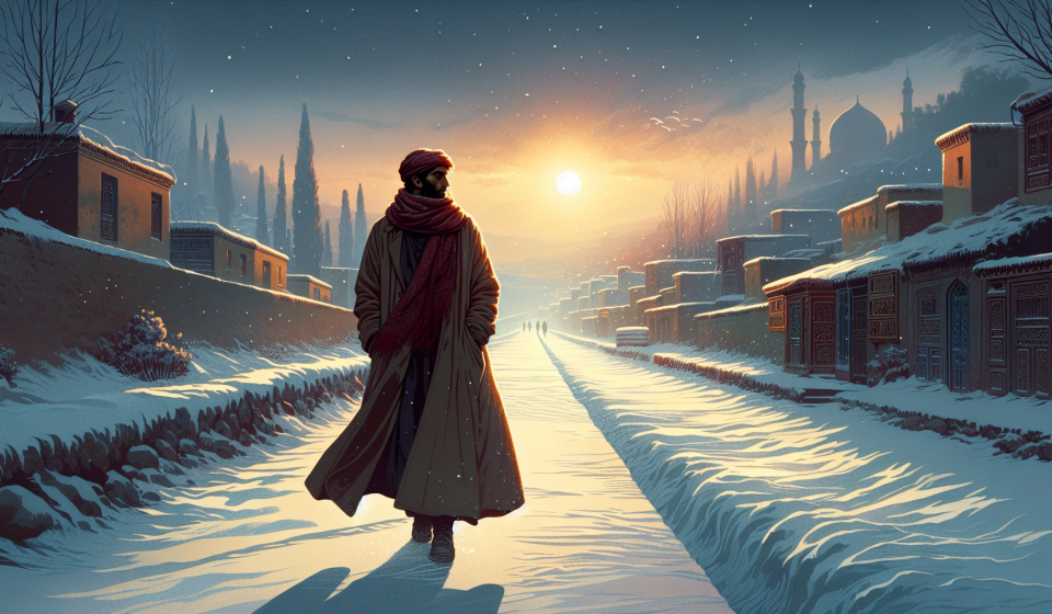 Schritte durch den Januarschnee – Illustration