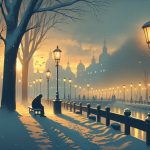 Der Spaziergang durch das Schneelicht – Illustration