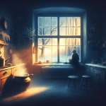 Tee am frostigen Fenster – Illustration