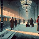 Der rote Schal am Bahnsteig – Illustration