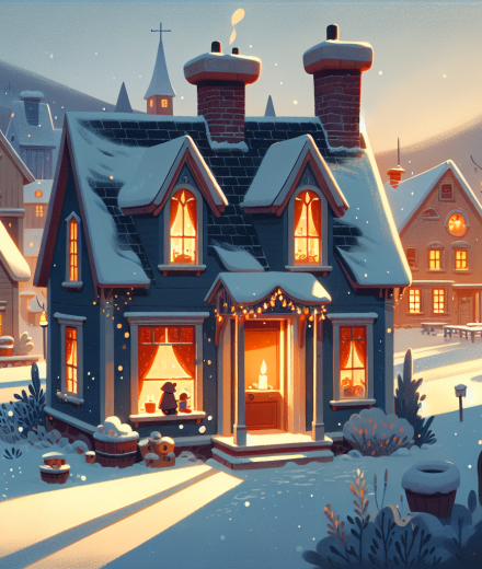 Der Schneewind, der Geschichten brachte – Illustration