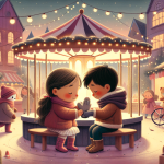 Der verlorene Handschuh auf dem Weihnachtsmarkt – Illustration