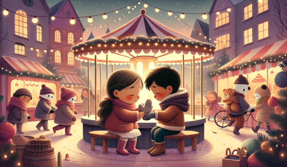 Der verlorene Handschuh auf dem Weihnachtsmarkt – Illustration