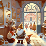 Die Stille im verschneiten Reihenhaus Der Wichtelbrief im Schneeschuh – Illustration