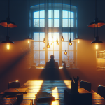 Das Zimmer über dem Weihnachtsmarkt Die Lichterkette im Verhörraum – Illustration