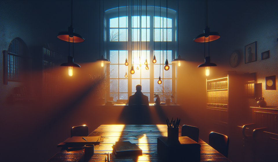 Die Lichterkette im Verhörraum – Illustration