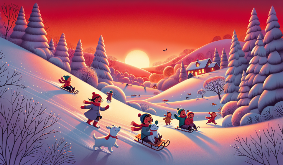 Die Schlittenjagd im Abendrot – Illustration