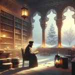 Die Schneebibliothek am Stadtrand – Illustration