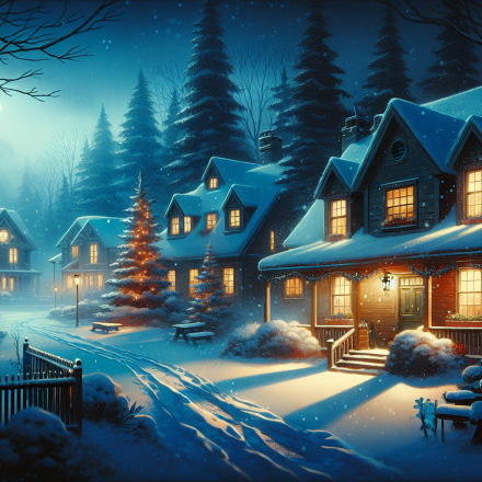 Die Stille im verschneiten Reihenhaus – Illustration