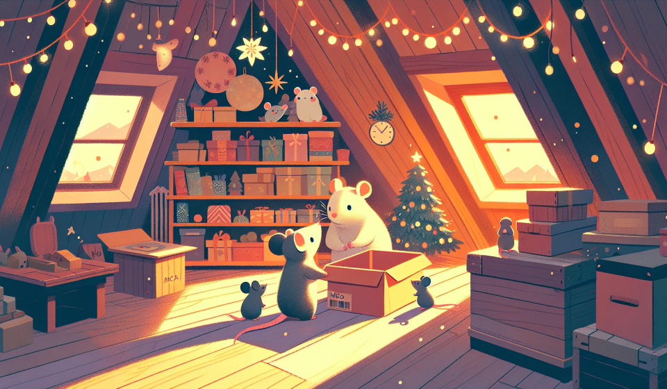 Die Weihnachtsmäuse im Dachboden – Illustration