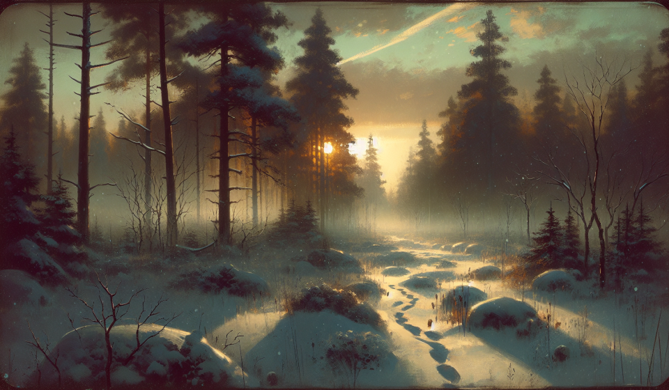 Ein ungelöster Fall im Winterwald – Illustration