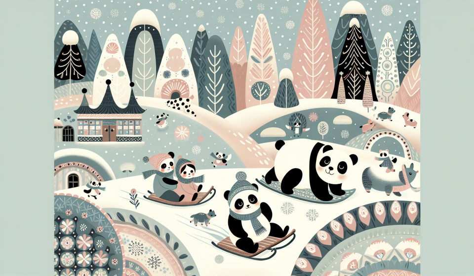 Freunde helfen sich im Schnee – Illustration