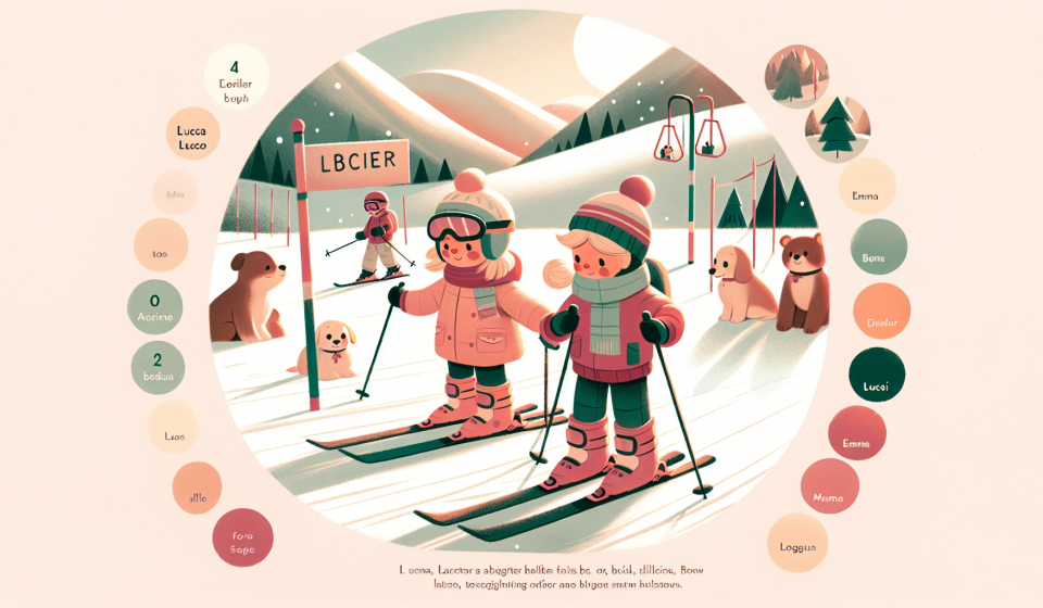 Freunde lernen gemeinsam Ski – Illustration