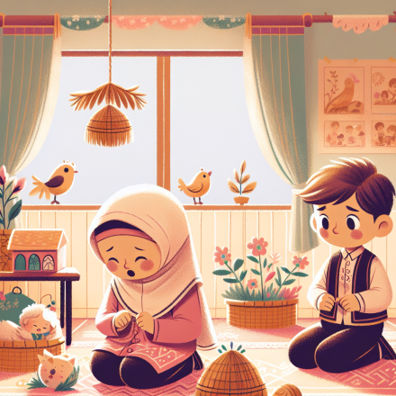 Jonas und Oma im Garten – Illustration