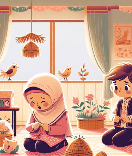 Jonas und Oma im Garten – Illustration