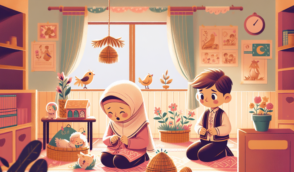 Jonas und Oma im Garten – Illustration