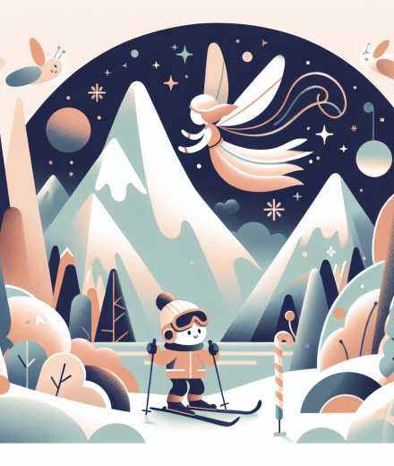 Traumhafte Skifahrt – Illustration