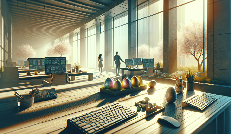 Zwei Kollegen suchen Eier und sich selbst – Illustration