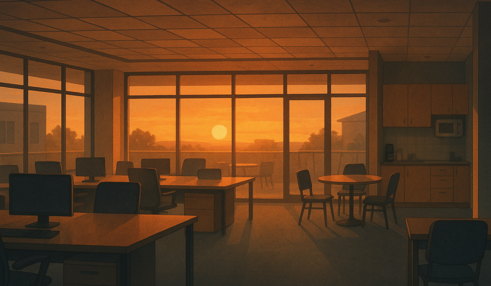 Das stille Büro am Freitag – Illustration